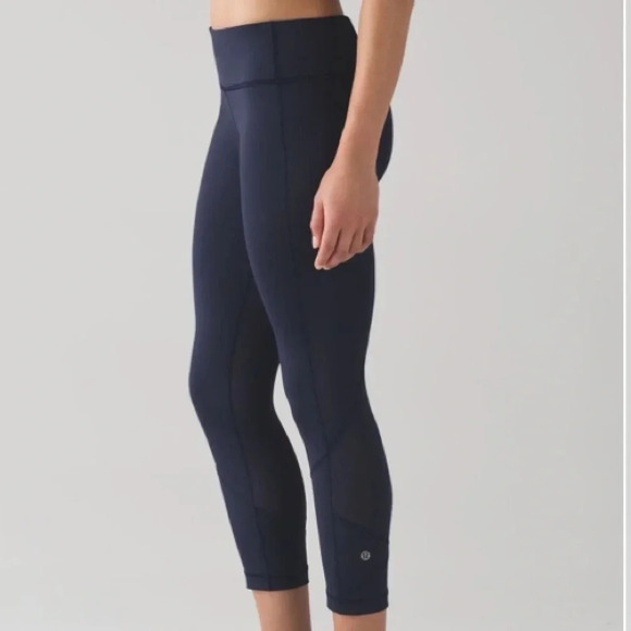 Lululemon Leggings Women’s 4 Pace Rival Crop “22 Midnight Navy - Picture 1 of 12